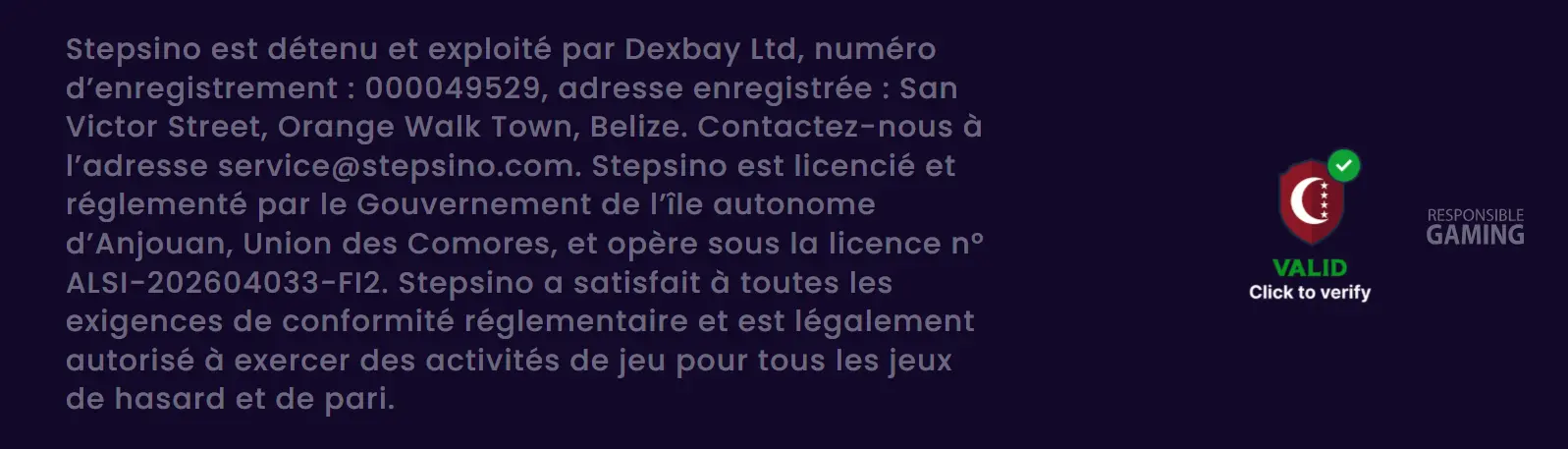 stepsino casino licence